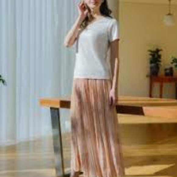 Uniqlo - Washer Pastel Orange Satin Skirt Pant Wide Leg Pull On - Size XS - Picture 10 of 15